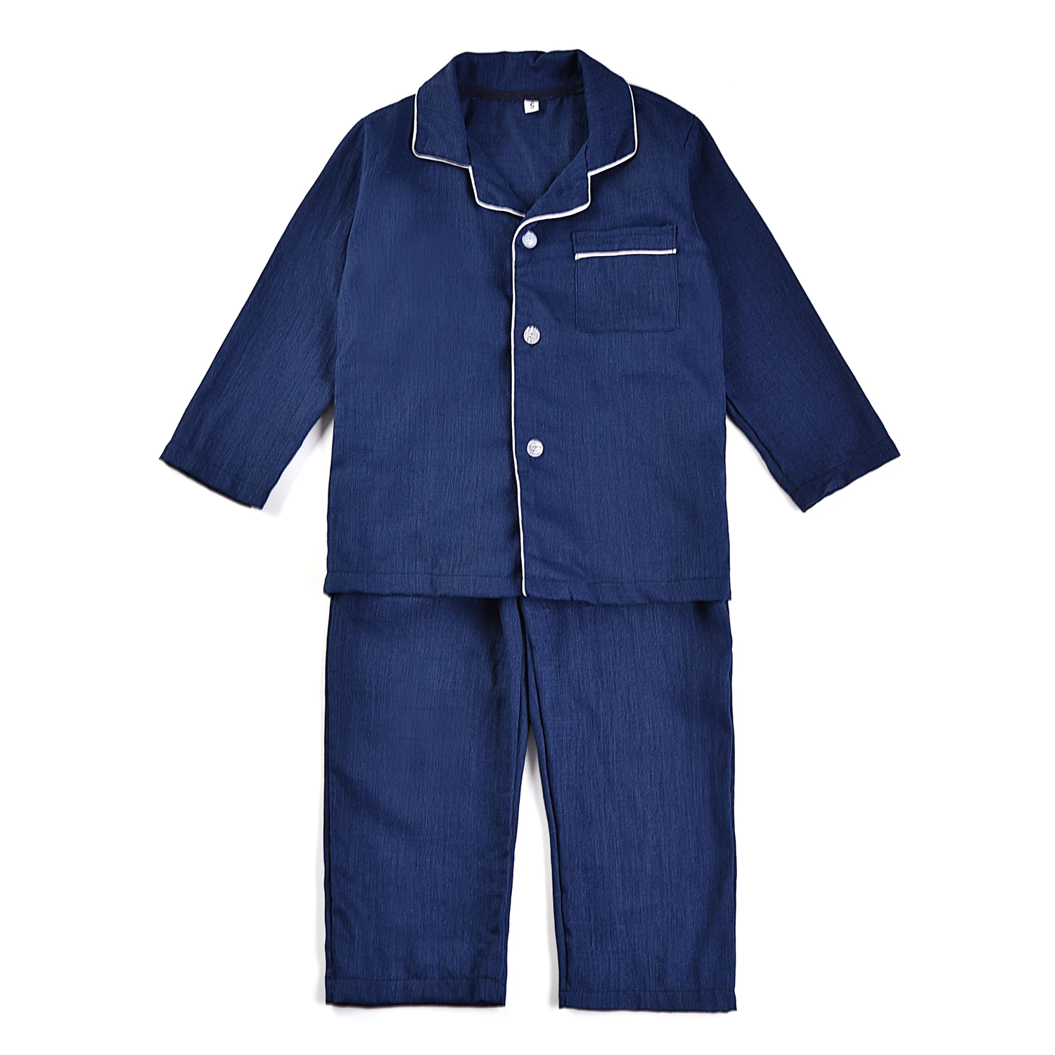 Wholesale Children Pyjamas Clothes Loungewear Set Girls Sleepwear Custom Logo Linen Cotton Kids Pajamas