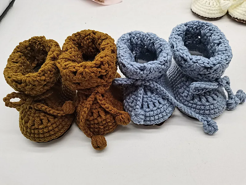 Custom Handmade knitting Pink Booties Hand Crochet Soft New Born Baby Shoes