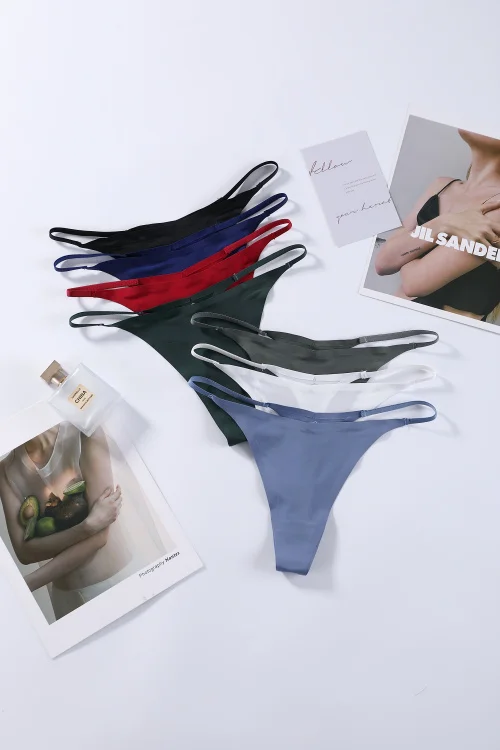 delicate waist cotton crotch Low Waist Large size Traceless one-piece Seamless Sports thin belt ice silk thong panties for women