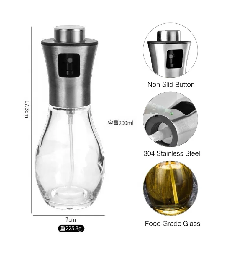 Olive Cooking Stainless Steel Bottle Dispenser Food Machine And Pump Glass Vinegar Oil Sprayer For Cooking