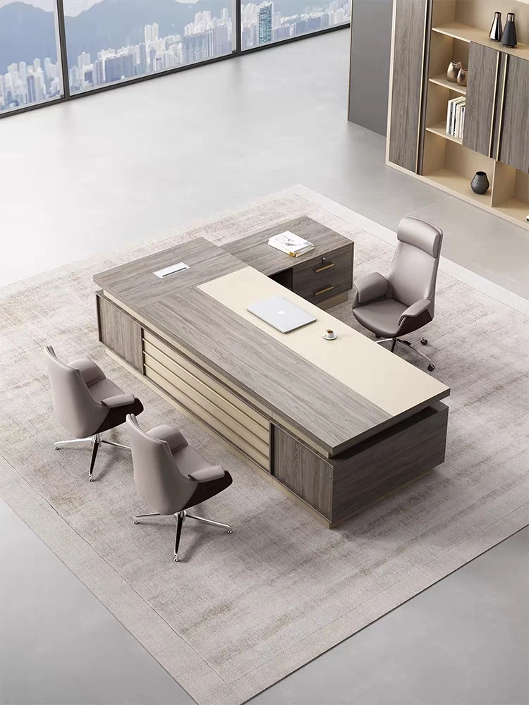 Luxurious Office Furniture Wooden Manager Director Table L Shaped Executive Office Desk