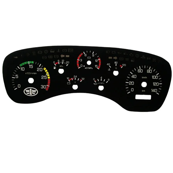 Custom Screen printing auto meter dial design auto dashboard and tachometer 2D car KMH faceplate speedometer overlay