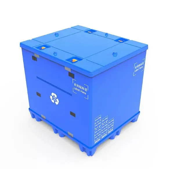 wholesale foldable Plastic Pallet box collapsible type folding crate with cover