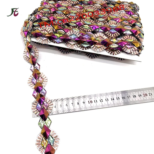 Diamond Mesh Tape Bling Hot fix Straps Trim Roll iron on dance applique trimming For Garment Rhinestone Crafts