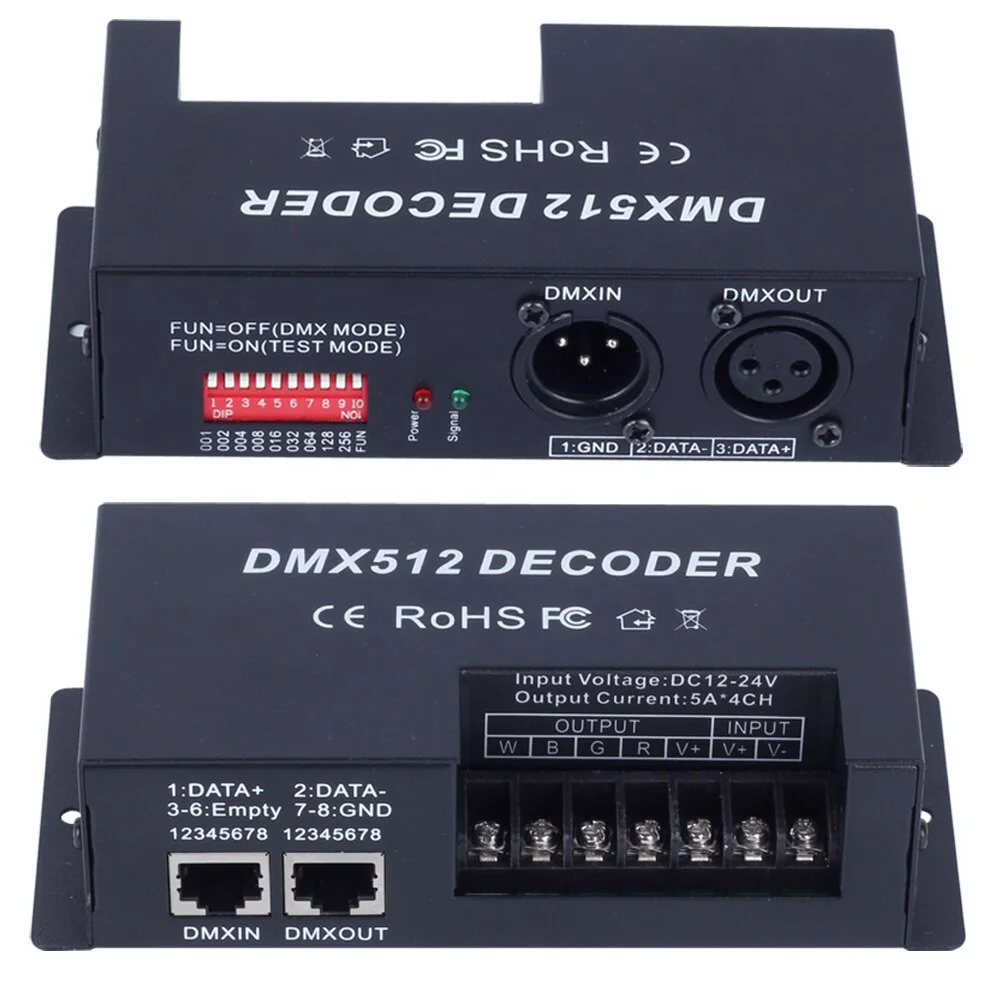 Dmx 512 декодер Dmx RGBW контроллер светодиодной ленты Диммер с напряжением 12-24 В постоянного тока драйвера контроллера