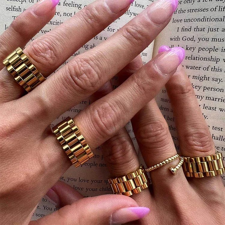 New High Quality Chain Rings Hip Hop Watch Cuban Link Chain Rings Wholesale