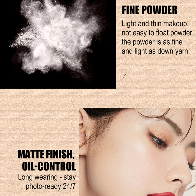Vegan Waterproof Long Lasting Oil-control Press Powder with Pad High Quality Private Label Talc Free Face Makeup Setting Powder
