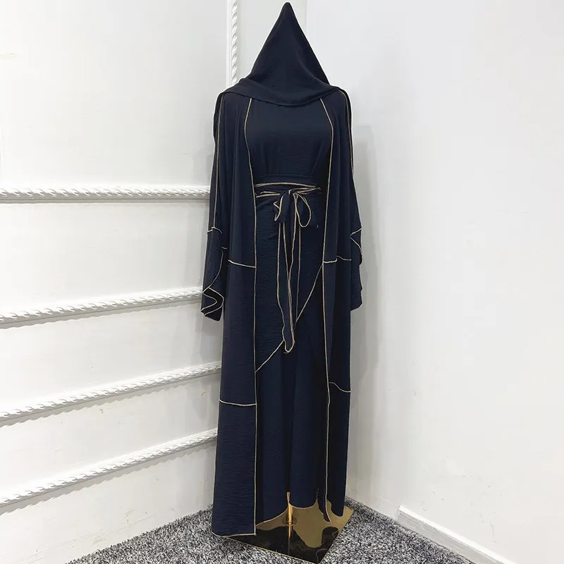 Wholesale Dubai Abaya 3 pcs set Muslim Dress Long Sleeve 2023 Chiffon Middle Eastern Islamic Muslim Dress Women