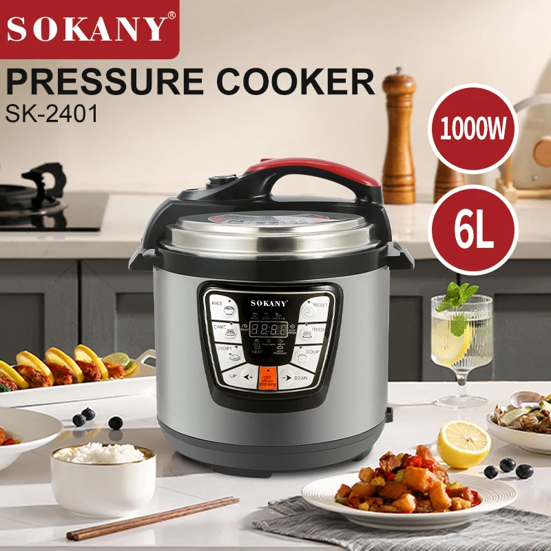 Высококачественная бытовая электрическая скороварка sokany2401 из нержавеющей стали многофункциональная 6 л
