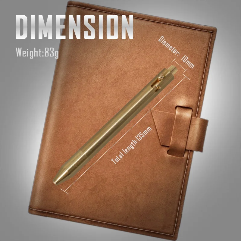 JXT Manufacturer Customized Titanium Bolt Action Tactical Brass Pocket Pen with Non-Slip Grip EDC Office Business Writing Pen
