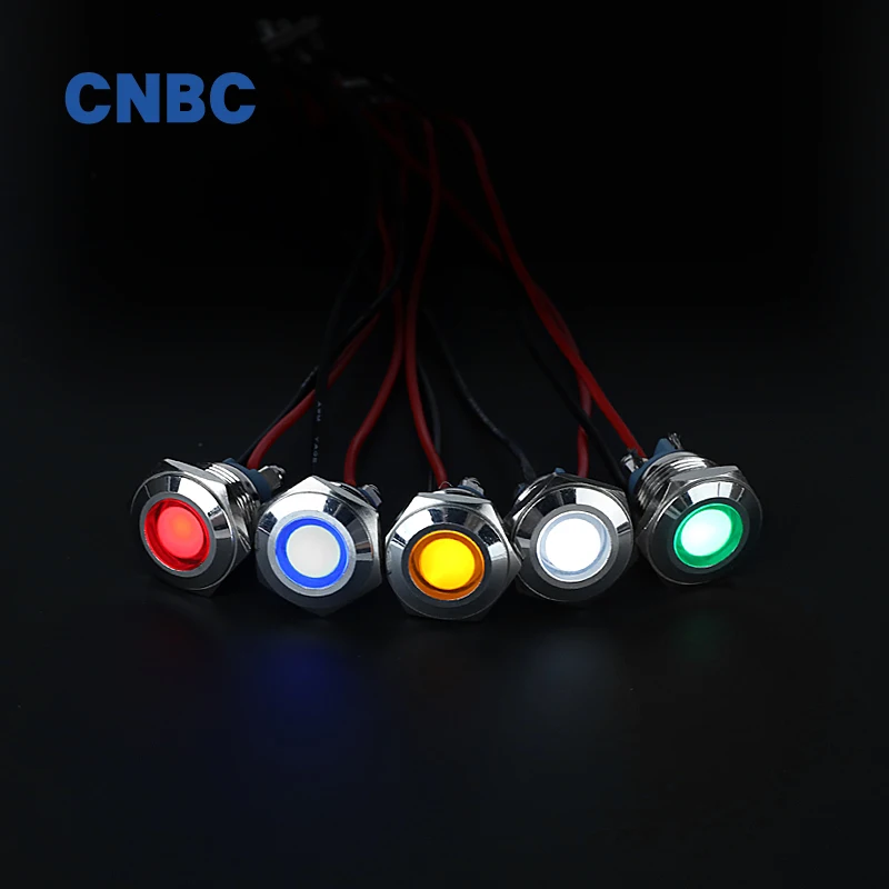 
16mm 19mm 22mm diameter red green 12v 24v equipment panel led indicator light 220v metal indicator light 