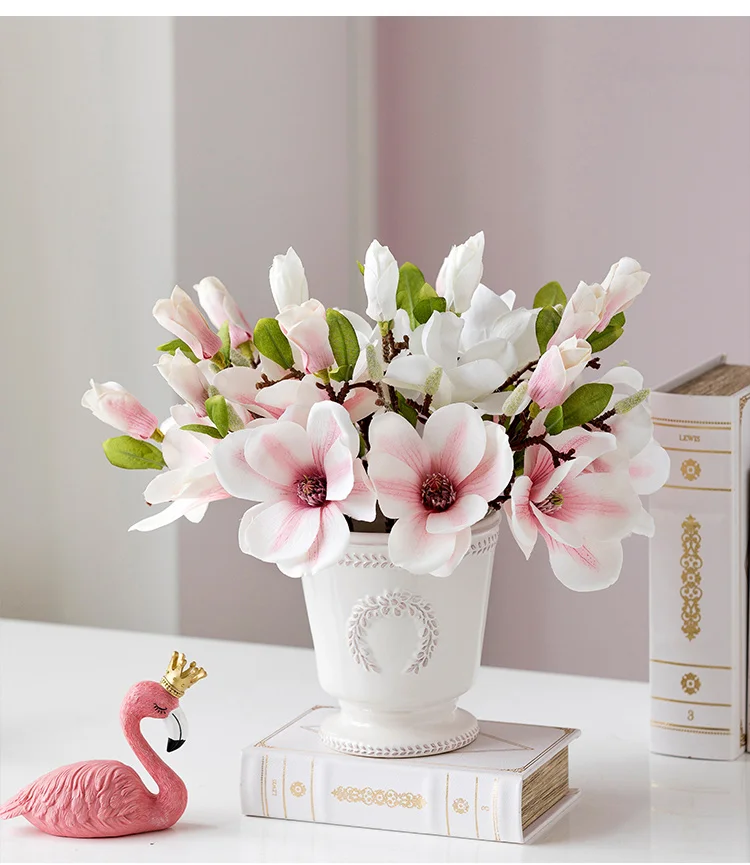 Factory direct sell artificial flowers branch single stem real touch silk flower magnolia for centerpieces arrangements