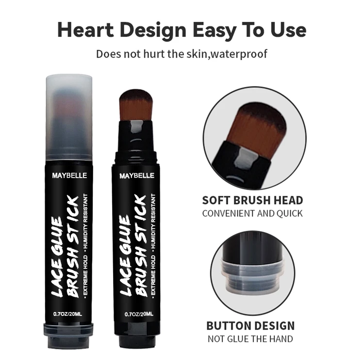 Private Label 20ml Wig Glue Brush Pen Strong Hold Skin-safe Lace Glue Pen With Brush Waterproof & Humidity Resistant Adhesive Gl