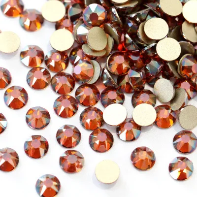 16 Facets Non Hot Fix Flat Back Crystal Rhinestone , Wholesale Round Glass Crystal AB Flat Back Rhinestone