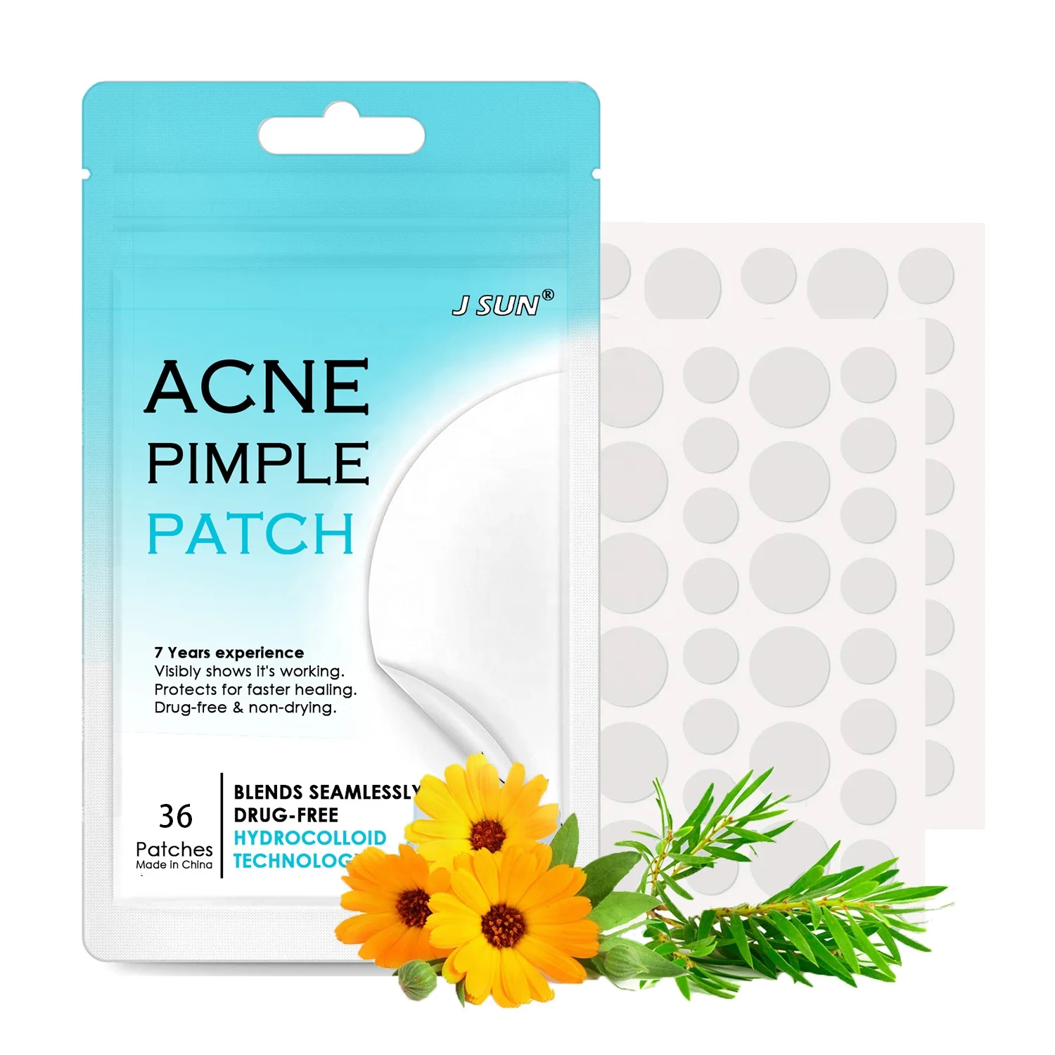 36 count Hydrocolloid Acne Pimple Patch for Covering Zits and Blemishes,Size can be selected according to the size of the acne