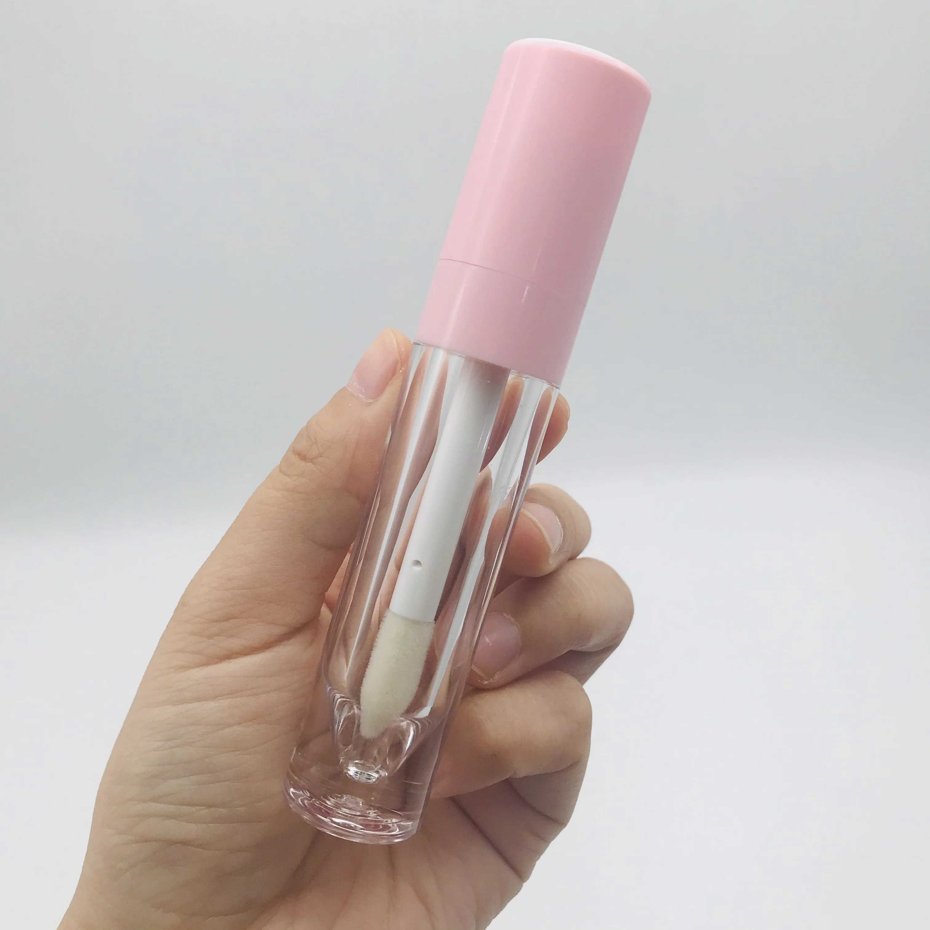 8 ml big brush lip gloss packaging pink hot empty lip gloss container tube transparent cosmetics tube custom private label logo