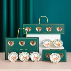 cartoon pattern ceramic tableware gift set for holiday gift box dinnerware 4 pieces bowl set ceramic