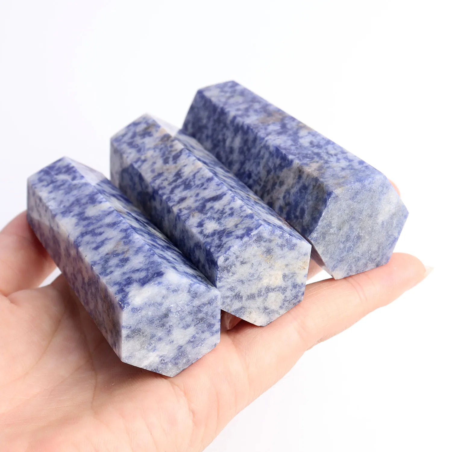 Good Quality Polished Obelisk Prism Natural Crystal Blue Spot Tower Point For Home Healing Gifts