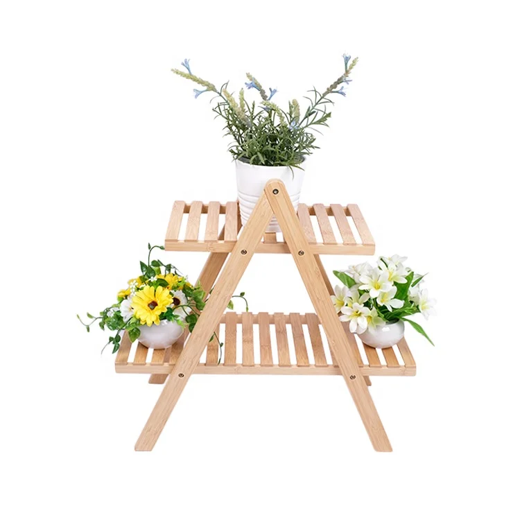 3 Tier Bamboo Plant Pot Stand, Flower Rack