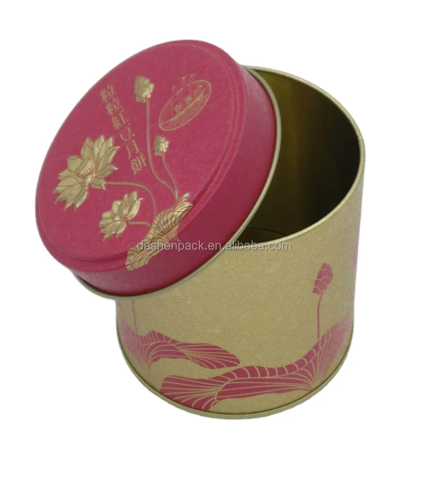 Promotion custom design metal cookie tin packaging box for candy biscuits round mooncake can