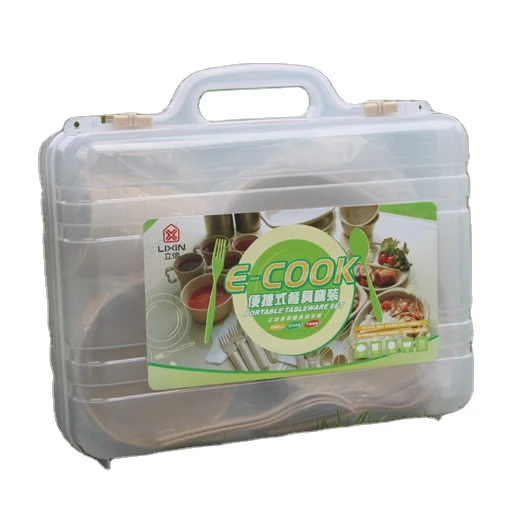 Portable Wheat Straw Fork Cutlery Set Chopsticks Cutlery Set With Box Picnic Camping Travel Tableware Set