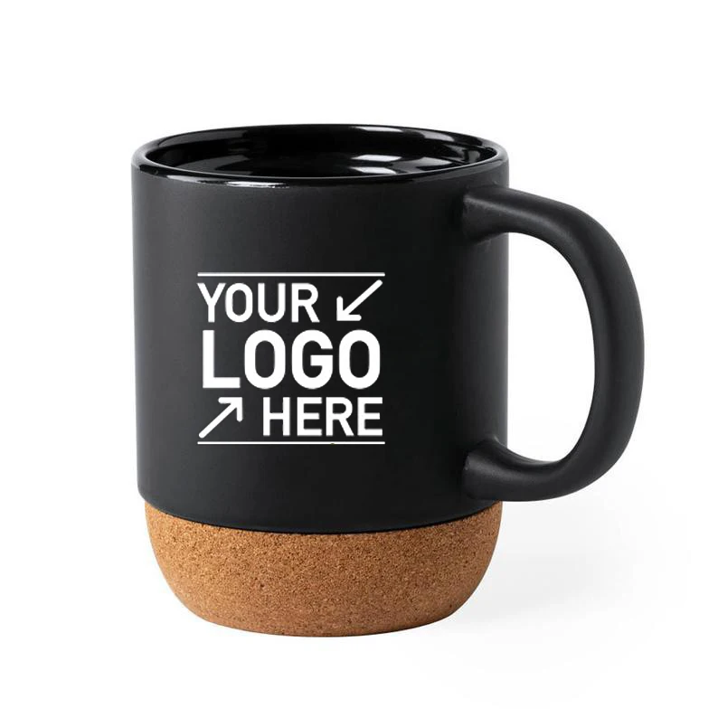Cheap 15oz Mug Sublimation Custom Logo Matte Plain White Black Ceramic Coffee Mug With Cork Base Bottom Matte Tea Cup With Lid