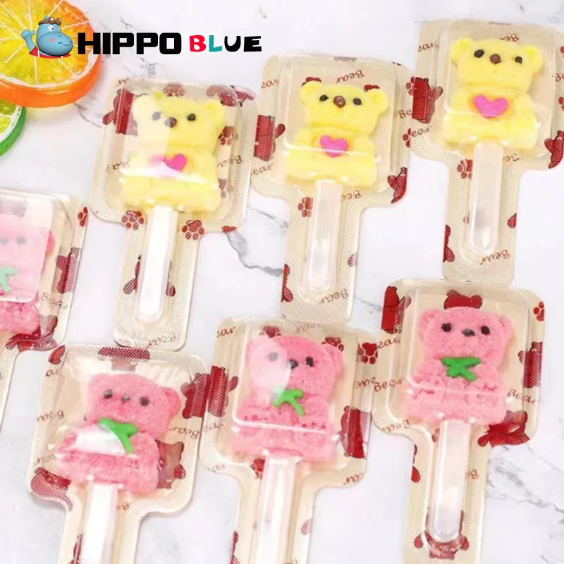 Factory wholesale pink and yellow cartoon bear shape soft candy cute and delicious