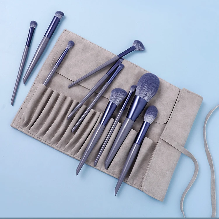 Competitive Price Cosmetic Glitter Beige Lash Cleansing Horse Hair Makeup Brushes Set Hourglass 18 Pcs Premium Synthetic 2 In1