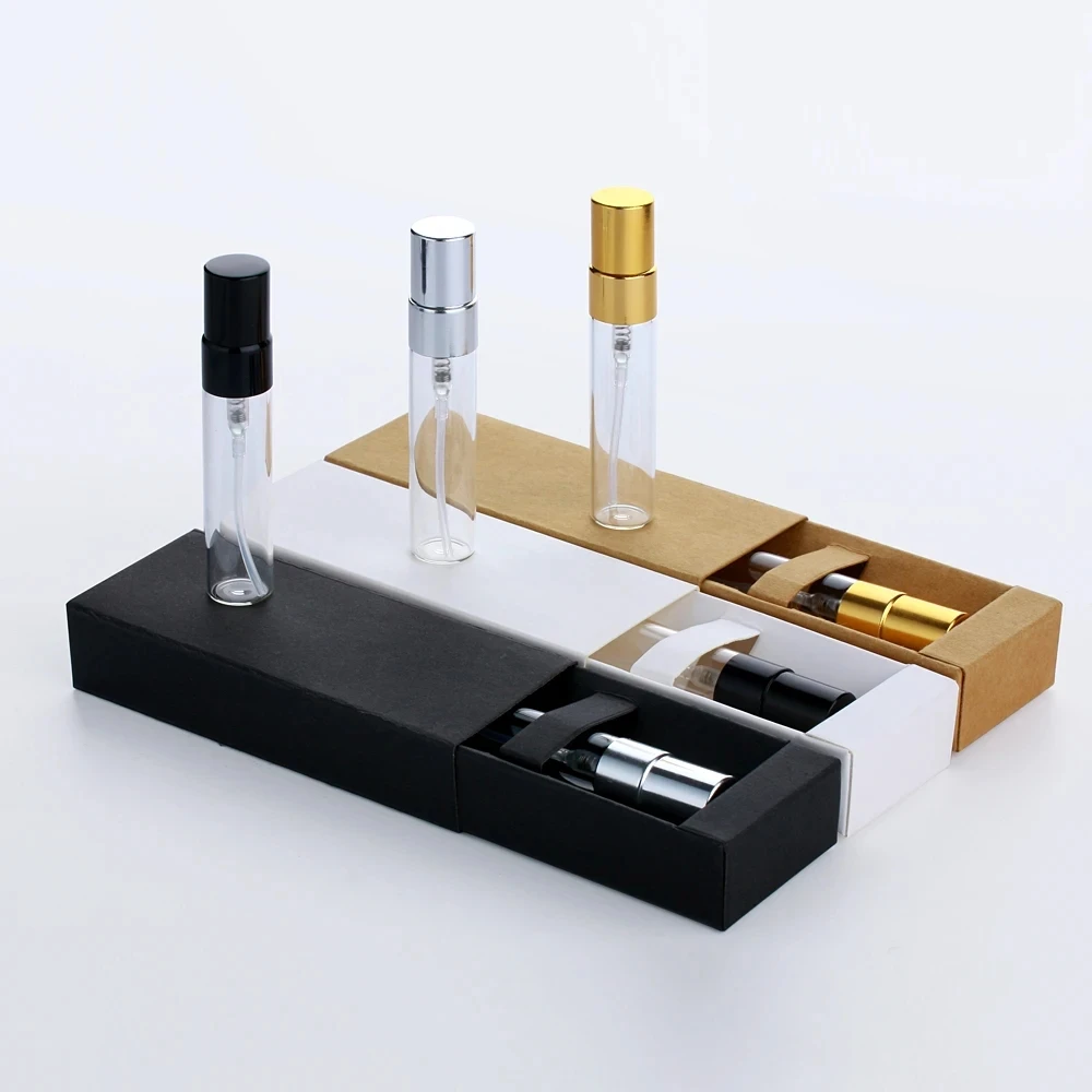Wholesale 3ml 5ml 10ml Mini Round Refillable Glass Vials Sample With Atomizer Empty Spray Perfume Bottle With Customized Box