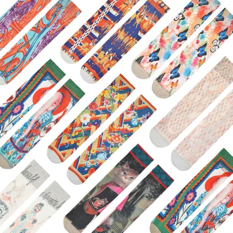 
YY-285 Cheap Custom Made Sublimination Socks No Minimum Order Digital Print Mens 360 Degree Full Printed Socks 