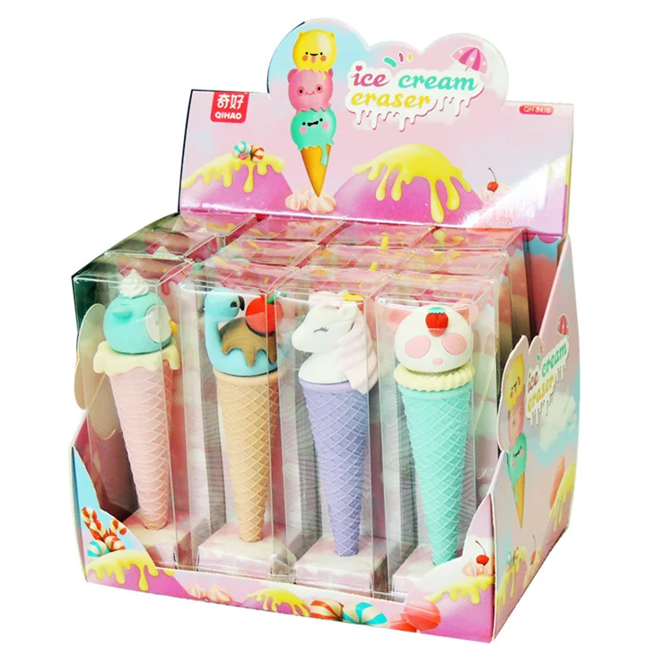 malaysia best selling gift set stationery with manufacturers price wholesale OEM colorful custom 3d ice-cream eraser