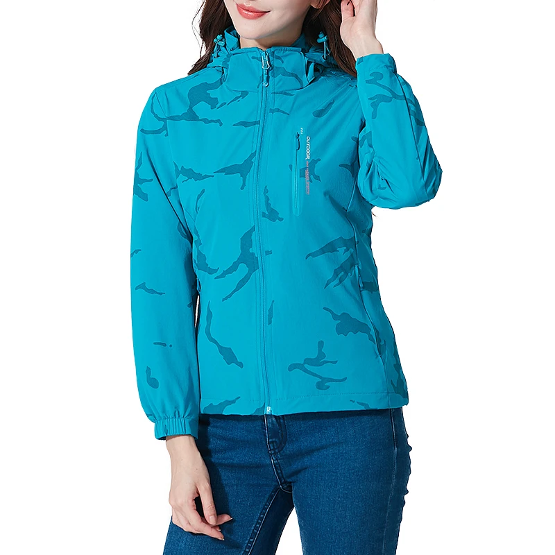 
Women Camouflage Windbreaker Lightweight Printed Waterproof Jackets with Hood for Women 