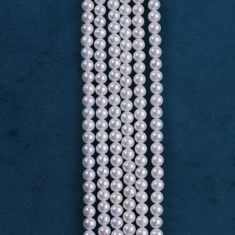 5-6mm AAA Natural White Loose Real Fresh Water Round Pearl Beads Strand for jewelry making