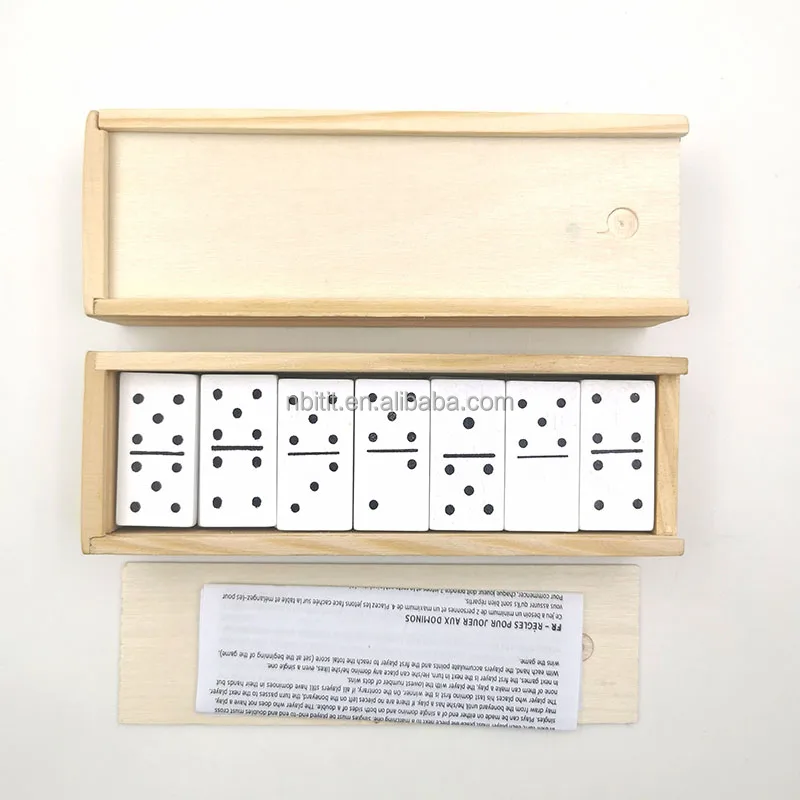 Custom domino 28 wooden domino set in wood case for children and kids