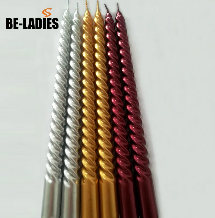 Metallic taper candle stick candle for home decoration