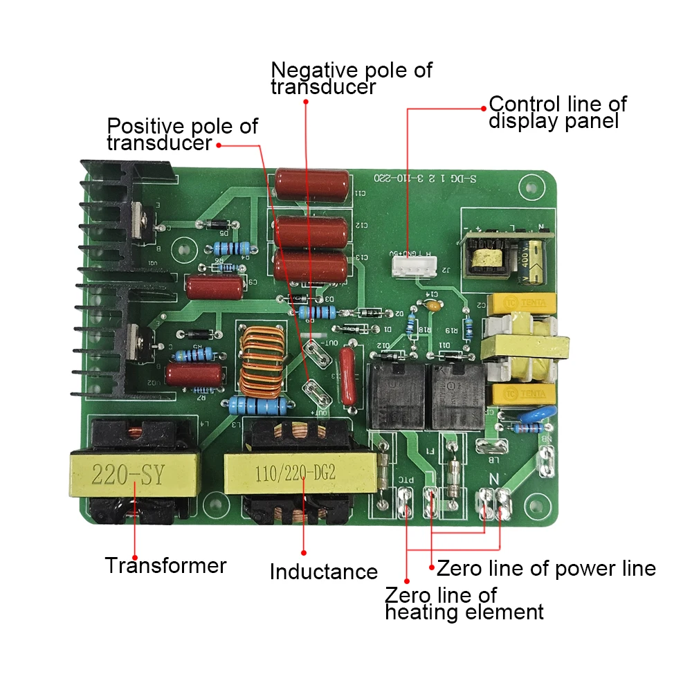 Ultrasonic Piezoelectric Transducer Driver Kit Digital Timer Temperature Control Circuit Board