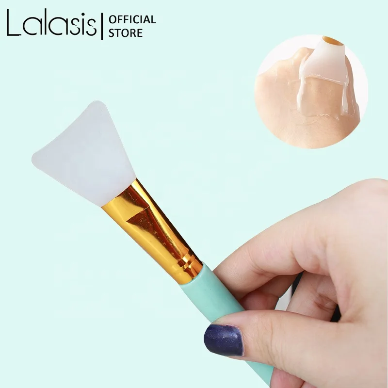 Lalasis wood black lip face foundation custom fan silicon silikon face mask brush