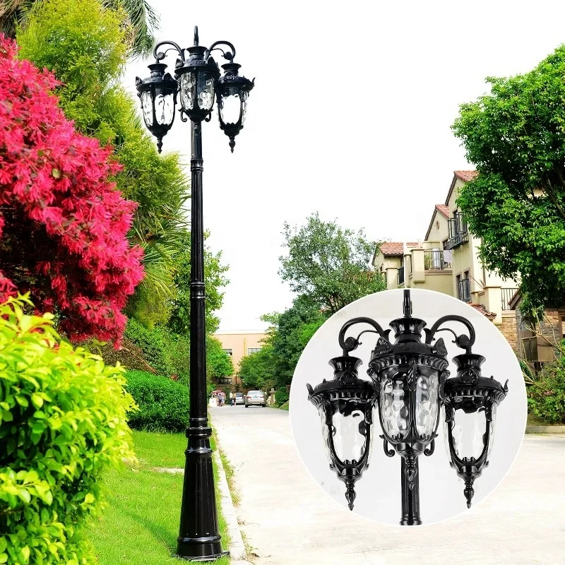 European street lamp garden lawn lamp waterproof outdoor lamp landscape garden villa community double head 3 meters high pole la