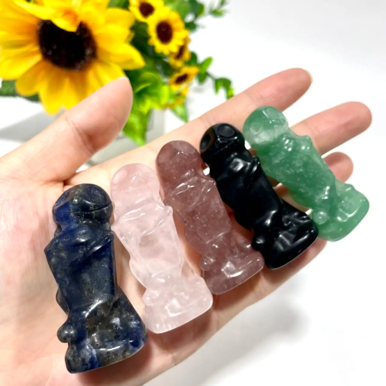 Mini Halloween Natural Crystal Carvings skull and gravestone tombstone Head Ghost  Head Statue For Crystal Halloween Gifts 5cm