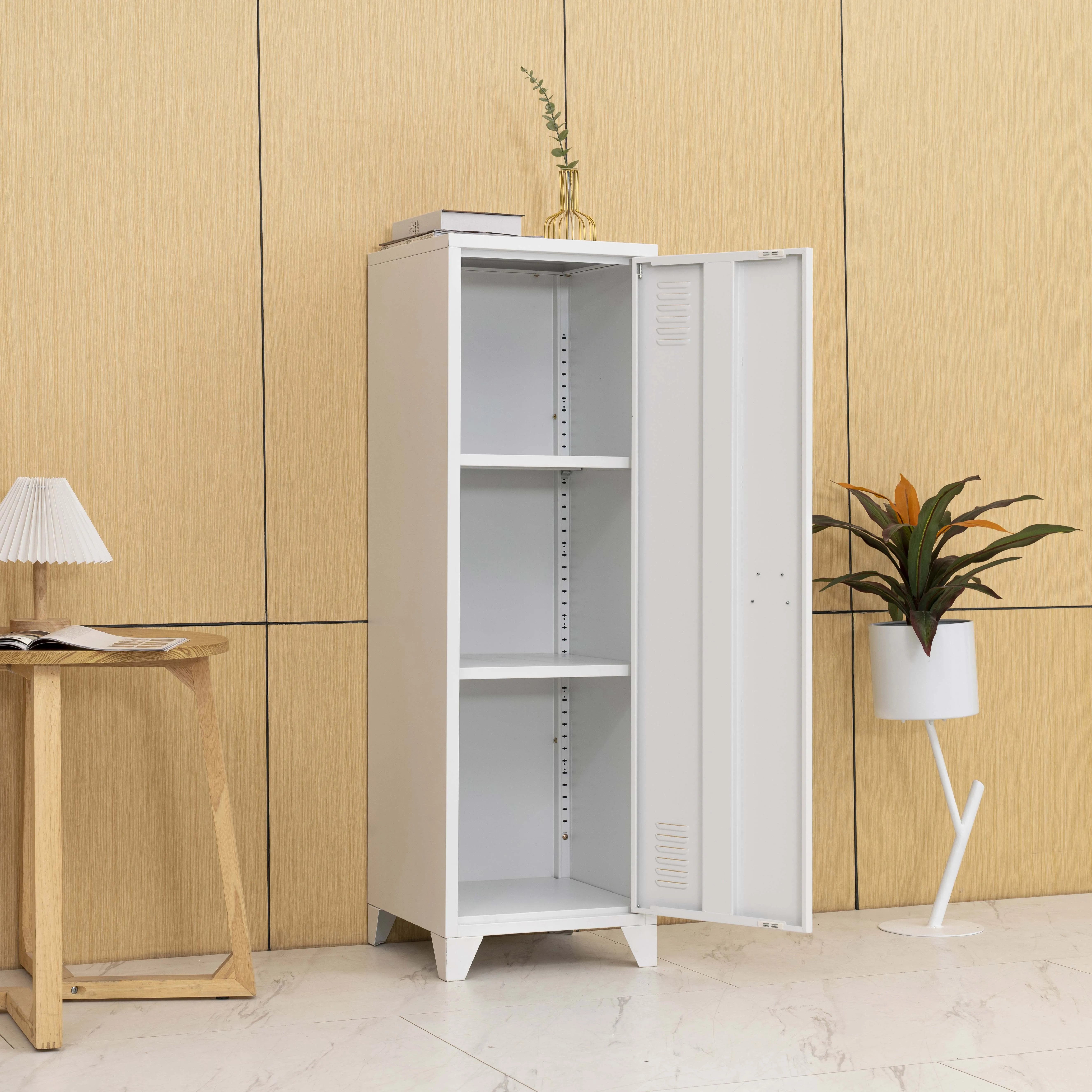 Single Door Steel Locker Storage Cabinet 1 Tier Gym Metal Locker