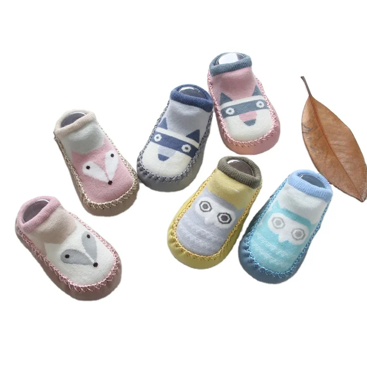 
Cartoon design baby organic cotton rubber bottom baby socks kids sock shoes non slip for baby boy 