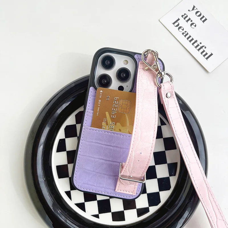Fashionable Style Crocodile Pu Leather Phone Case with Strap Luxury Leather Mobile phone Case for iPhone 14 Pro Max Case