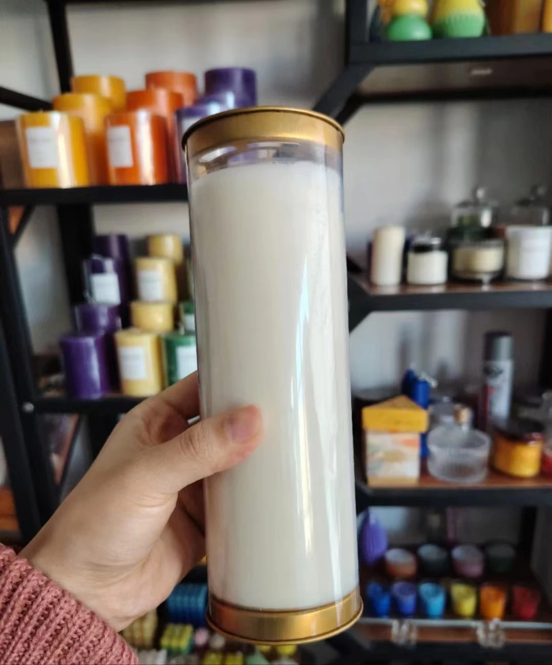 Wholesale handmade smokeless glass candles soy wax long burning time Religious candles