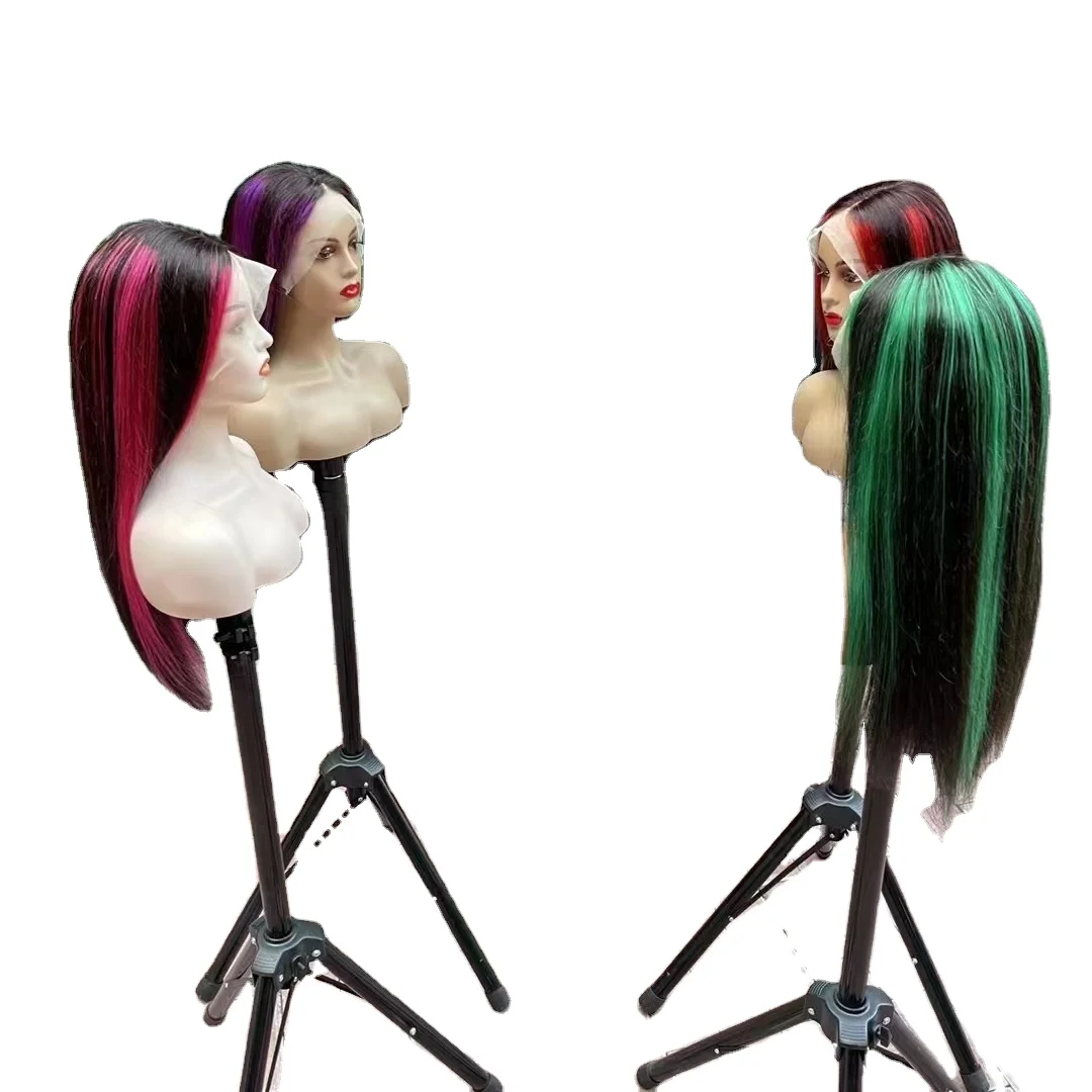 New Arrival China brazilian straight full lace wigs long inch virgin cuticle 100% human hair silk straight weave green highlight