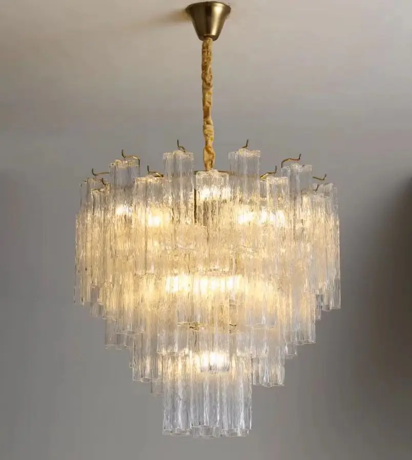 Vintage Murano Clear Glass Clear Glass Italy Mid Century Crystal Glass Ceiling Chandelier For Living Room Dining Room Decor