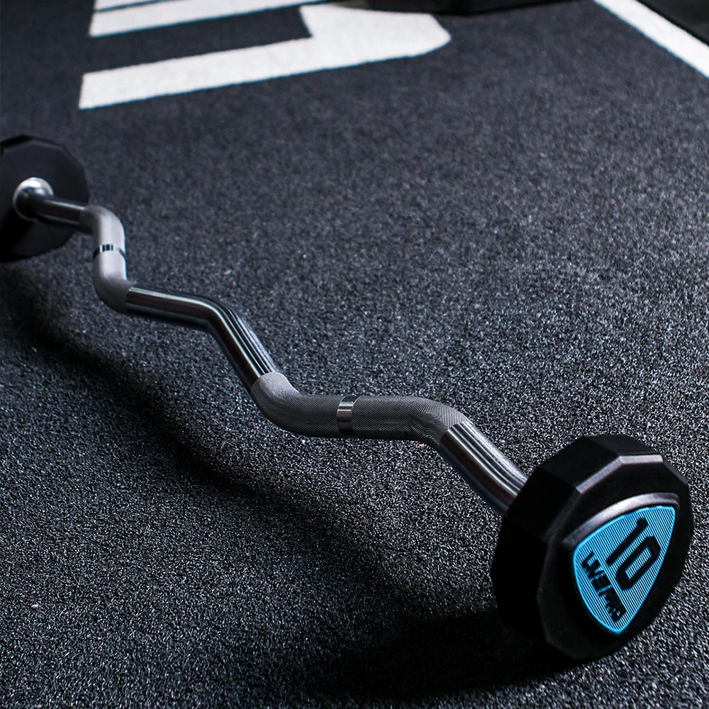 10/20/25/30/15kg 12-sided EZ Crank Gym Equipment Free Weights Fitness Weightlifting Exercise Barbell Polyurethane Fixed Barbell