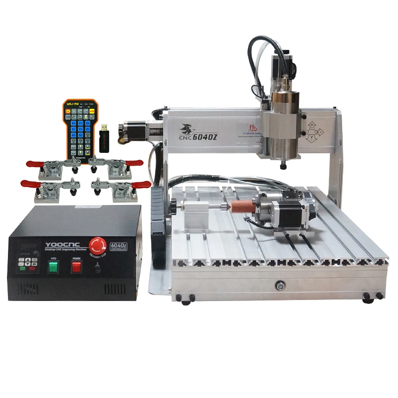 USB 3axis+H 4axis+H Engraving Milling And Cutting Metal Woodworking Machine 6040Z-2200W Mini CNC Router Machines