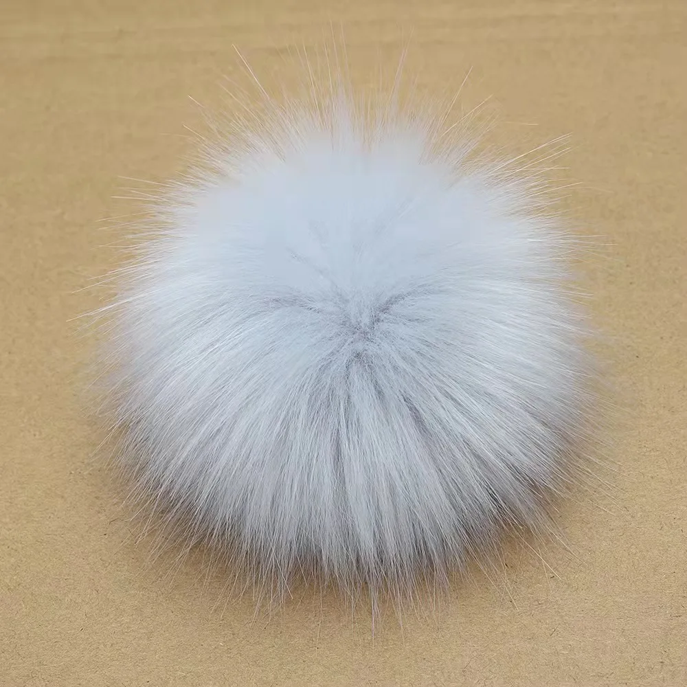 Wholesale Pom Pom For Beanie Hats Elastic Band Fluffy Furry Fox fur Pompom Detachable Faux Raccoon Fur Balls