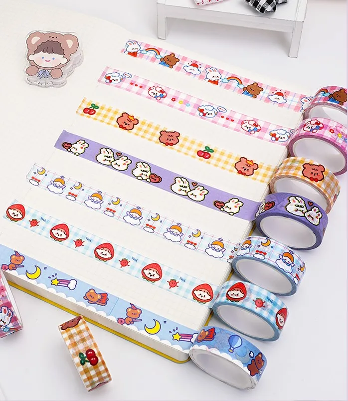 Custom Printed Colored Washi Tape  Cartoon Bear  tape DIY material  decoration kawaii  Washi Tape