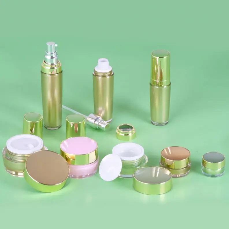 (Jar of 5/10/15/20/25/30/50g)(Bottle of 15/30/50ml) W219 Customized New Acrylic Plastic Cosmetic Jar and Lotion Bottle Set